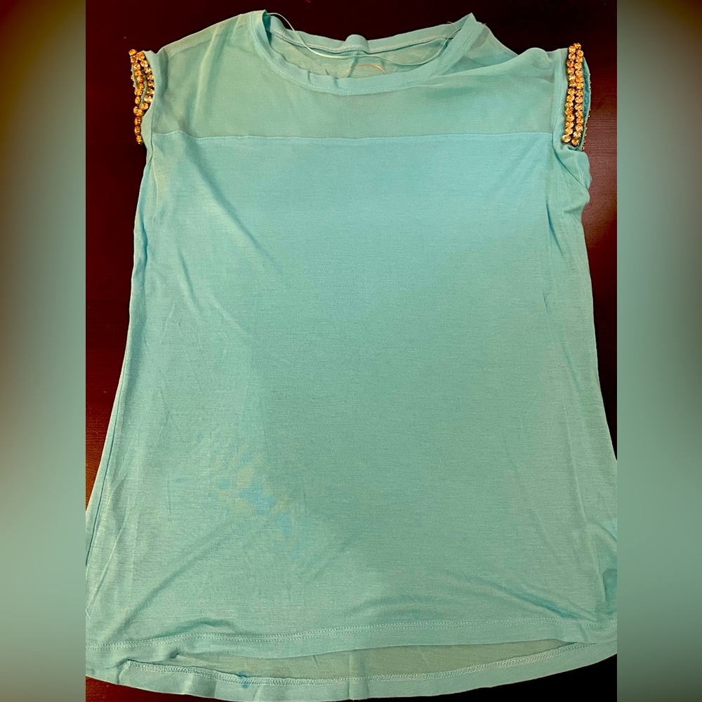 INC Jeweled Cutoff Sleeve Top *Like New*. Size M